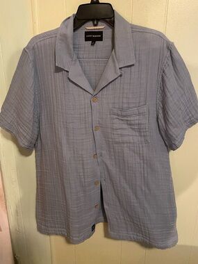 Lucky Brand Light Smoky Blue Short-Sleeve Button-Down Camp Shirt